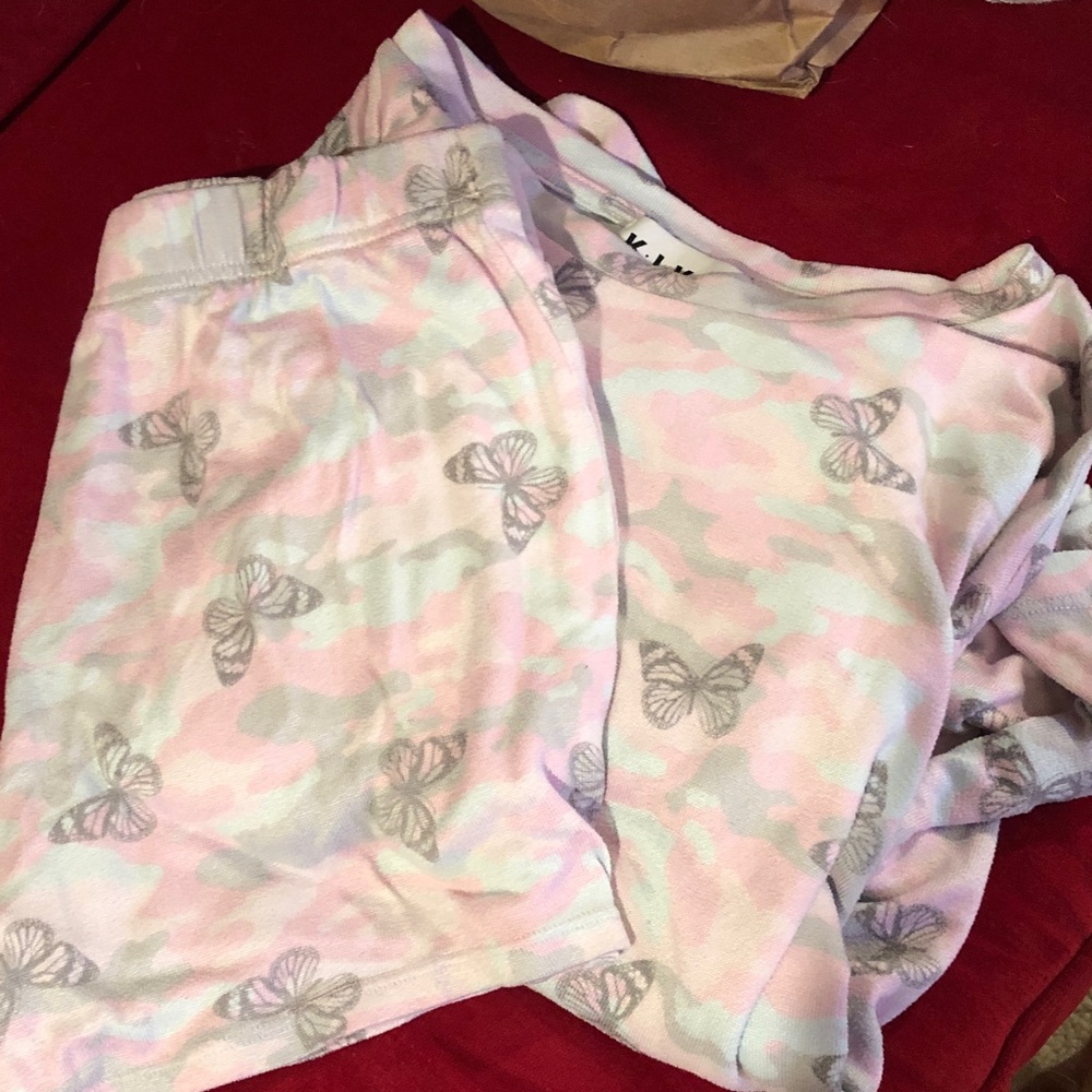 Women's Butterfly Print Pajama Shorts Set